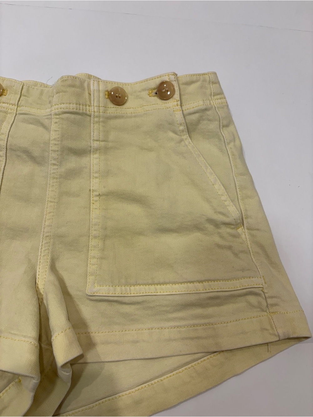 Pilcro The Kit Regenerative Cotton High-Waist Butter Yellow Shorts 30 - Picture 4 of 8